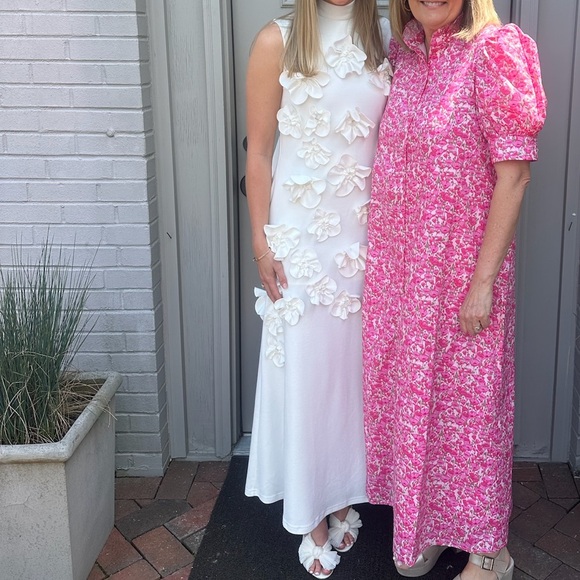 Dresses & Skirts - White floral appliqué maxi dress- worn twice!!